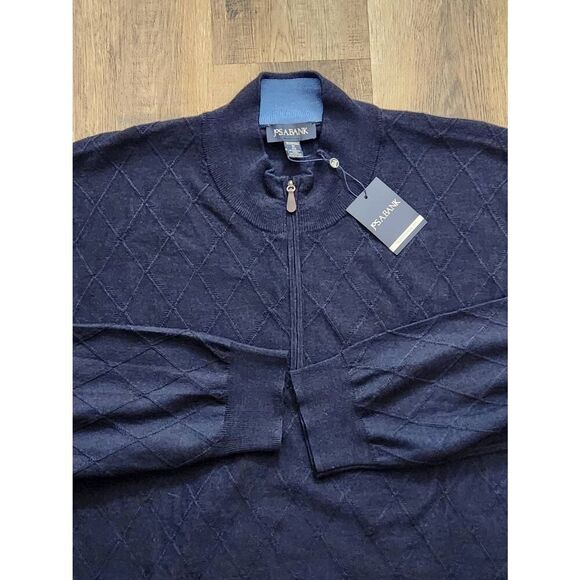 NWT Jos. A. Bank Argyle Wool Blend 1/4 Zip size men's 4X Blue Longsleeve stretch - Picture 3 of 7